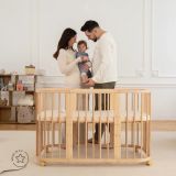 Cuna Waldin vista lateral en color madera
