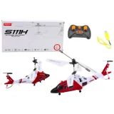 Helicóptero R/C Syma S111H rojo con marco metálico vista lateral