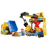 Set de bloques multicolores Lean toys para construir un sitio de obra.