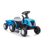 Tractor eléctrico A009 azul con remolque ideal para aventuras al aire libre.