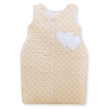 Cotton Sleeping Bag For Children, Size M, 6-12 Months, Tog 2.5, All-season, Hearts Dots On Beige