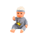Muñeca en pijama gris con sonido y funcionalidad de orinal