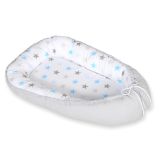Baby Nest Double-sided Premium Cocoon For Infants Bobono- Stars Blue-grey/grey