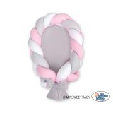 Nido Trenzado 2 en 1 My Sweet Baby - Blanco, Gris y Rosa - imagen 2
