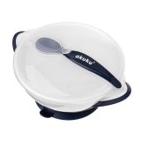 Bol de alimentación con ventosa y cuchara Akuku - Navy