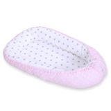 Baby Nest Double-sided Premium Cocoon For Infants Bobono- Dots On Pink/ Grey Stars