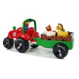 Tractor con remolque y animales