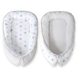 Baby Nest Double-sided Premium Cocoon For Infants Bobono- Stars Blue-grey/grey