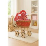 Carrito de muñecas My Sweet Baby de mimbre con ropa roja