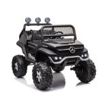 Coche eléctrico infantil Mercedes Unimog S negro LEAN CARS vista lateral