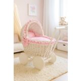 Carrito de muñecas de mimbre My Sweet Baby con ropa de cama rosa - imagen 3