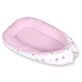 Baby Nest Double-sided Premium Cocoon For Infants Bobono- Gray-pink Stars/ Gray
