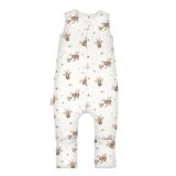 Saco de dormir con piernas Waldin en color blanco con diseño de abejas.