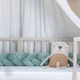 Protector trenzado de terciopelo para cuna 210 cm – Verde