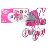 Carrito de Muñecas de Metal con Ruedas Grandes Rosa