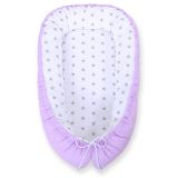 Baby Nest Double-sided Premium Cocoon For Infants Bobono- White Polka Dotd On Lilac/ Grey Stars