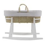 Moisés Cambrass de mimbre en color gris/blanco, ideal para bebés.