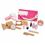 Set de maquillaje de madera para niñas en tonos rosa y natural