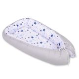 Baby Nest Double-sided Premium Cocoon For Infants Bobono- Blue Stars/gray