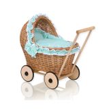 Carrito de muñecas de mimbre My Sweet Baby con ropa de cama