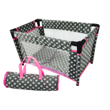 Cuna de Muñecas Alice con Estrellas en Gris y Rosa