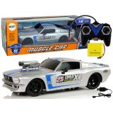 Coche Deportivo R/C 1:16 con Rayas Azules y Plateado