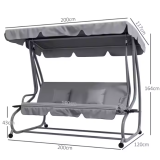 Columpio de Jardín 4 Personas con Toldo Gris - imagen 3