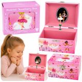 Caja de Música Infantil con Espejo y Joyero Rosa