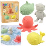 Juguetes de baño educativos de goma suave, 4 piezas