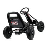 Go Kart infantil metálico Lean Cars 92x56 cm negro, vista lateral con cadena y ruedas