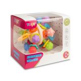 Sonajero Toyz en uso por un bebé explorando su textura y sonidos