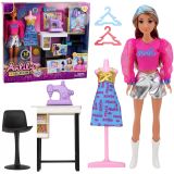 Muñeca Diseñadora de Moda con Máquina de Coser y Accesorios
