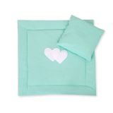 Pram Bedding Set With Duvet And Pillow 2pcs - Hearts Mint