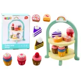 Set de dulces de madera con soporte elegante