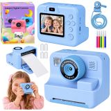 Cámara digital para niños con impresora instantánea en color azul.