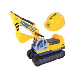 Gran Excavadora Amarilla con Casco de Constructores
