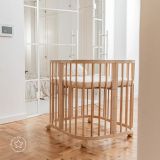 Cuna Móvil Waldin 7 en 1 de Madera Natural con Colchón