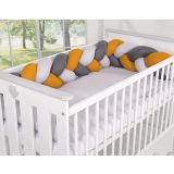 Protector de Cuna trenzado My Sweet Baby - Gris y Amarillo - imagen 3
