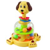 Peonza interactiva de perro con bolas coloridas