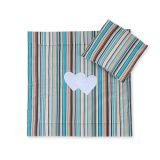 Pram Bedding Set With Duvet And Pillow 2pcs - Hearts Brown Strips