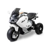 Moto eléctrica infantil Toyz Nitro blanca con tres ruedas estables