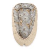 Baby Nest Double-sided Premium Cocoon For Infants Bobono- Dandelions Grey/ Beige