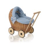 Carrito de muñecas My Sweet Baby con ropa, mimbre natural