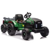 Tractor de batería con remolque verde oscuro 24V