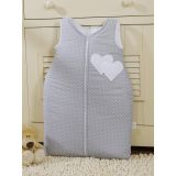 Cotton Sleeping Bag For Children, Size M, 6-12 Months, Tog 2.5, All-season,hearts Polka Dots On Grey