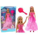 Muñeca Princesa Sirena Vestido Rosa y Cepillo