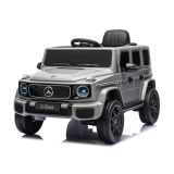 Mercedes G 4x4 infantil gris, detalle interior ecopiel con cinturones y volante