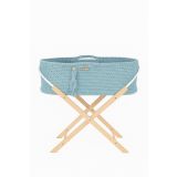 Moses Basket Boho Handmade With Stand - Misty Blue