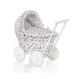 Carrito de muñecas My Sweet Baby de mimbre con ropa gris