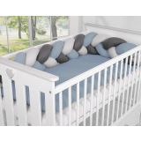 Knot Bumper My Sweet Baby - Protector de Cuna Pastel Azul y Gris - imagen 3